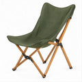 Folding Butterfly Chair, Olive Green Polyester Canvas, Solid Beech Wood Frame, 33.1 x 24.0 x 35.4 in