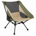 Olive Green, Beige and Black Folding Camping Chair with Mesh Back, 80 x 60 x 90 cm
