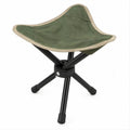 Foldable Tripod Camping Stool, Green Polyester Canvas Seat, Black Steel Frame, 33 x 33 x 42 cm